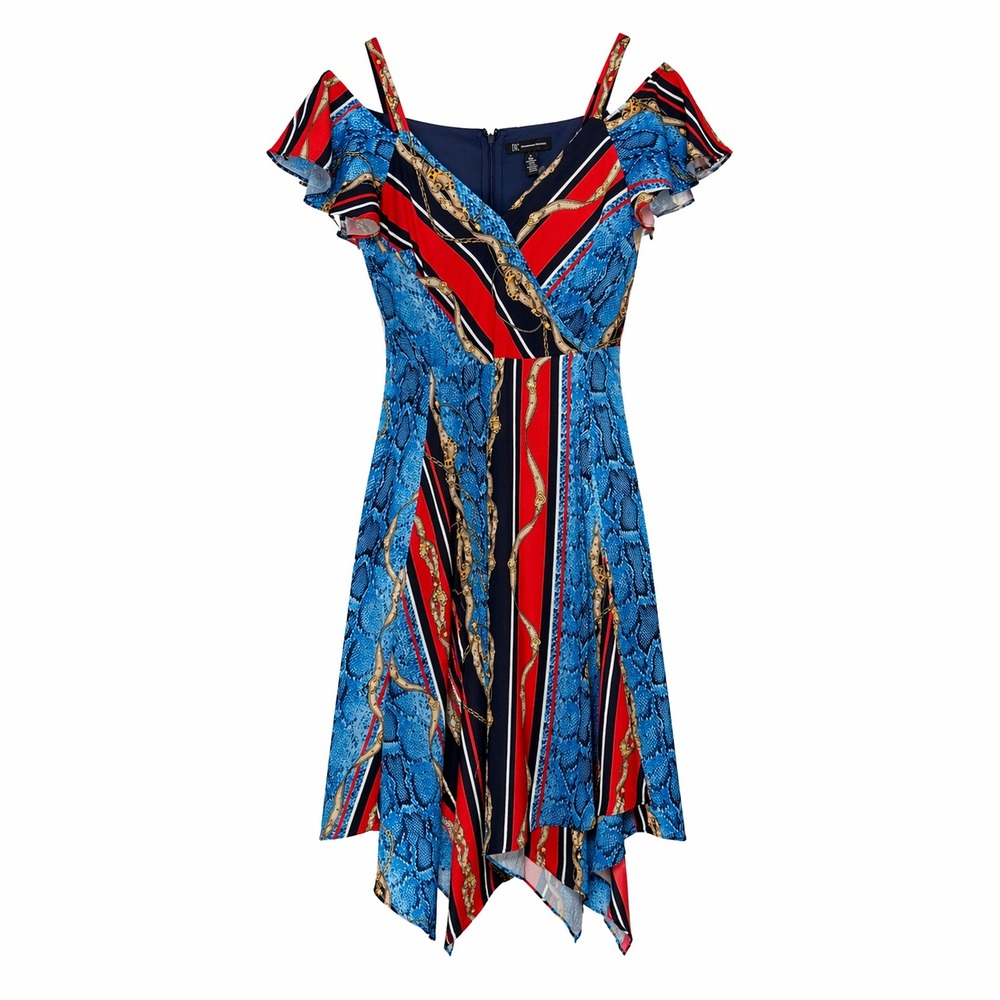 Y2K Chain Print Dress Women Sz 6 Mediterranean Riviera Resort Vacation Glam